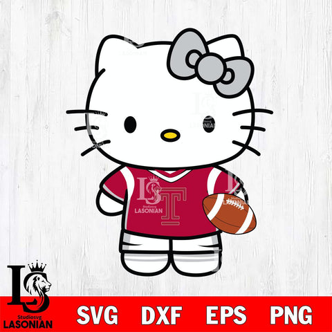 Temple Owls Cute Hello Kitty Football 8 Svg Eps Dxf Png File, NCAA svg, Digital Download, Instant Download