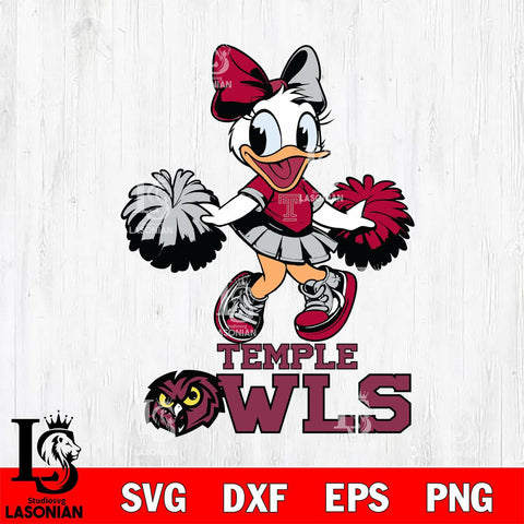 Temple Owls Daisy Duck Cheerleader Disney, Svg Eps Dxf Png File, Digital Download