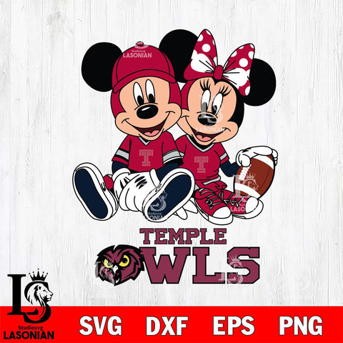 Temple Owls Disney Mickey And Minnie Football Svg Eps Dxf Png File, NCAA svg , Digital Download , Instant Download, Cricut File