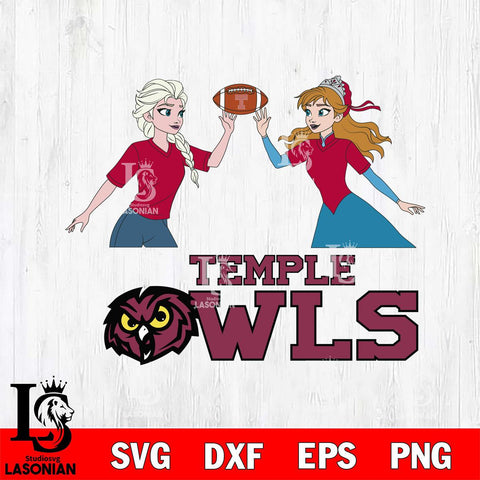 Temple Owls Elsa & Anna Football Cricut,Christmas SVG DXF EPS PNG FILE, NCAA Digital Download,Instant Download, Silhouette