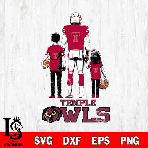 Temple Owls Father And Child Football SVG DXF EPS PNG FILE,NCAA SVG, Father day Digital Download,Instant Download, Silhouette