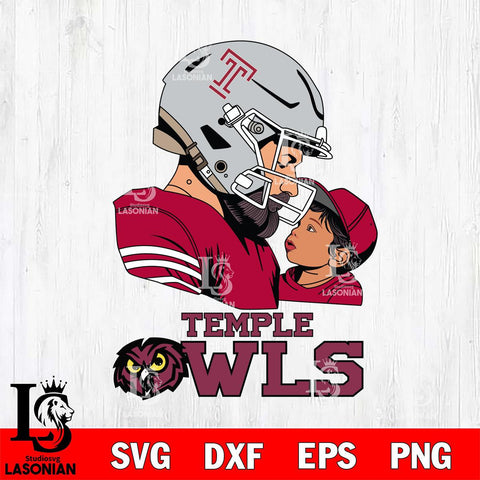 Temple Owls Father And Child Rugby SVG DXF EPS PNG FILE,NCAA SVG, Father day Digital Download,Instant Download, Silhouette