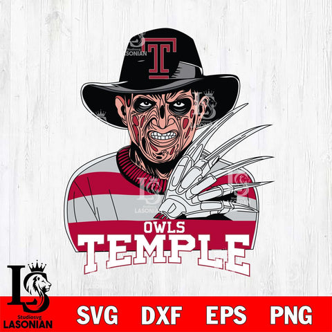 Temple Owls Freddy Krueger Horror Halloween Svg Eps Dxf Png File, NCAA svg, Digital Download, Instant Download