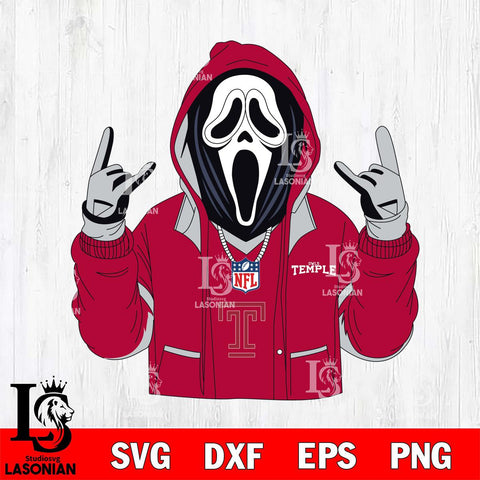 Temple Owls Ghostface Scream Football Halloween Svg Eps Dxf Png File, NCAA svg, Digital Download, Instant Download