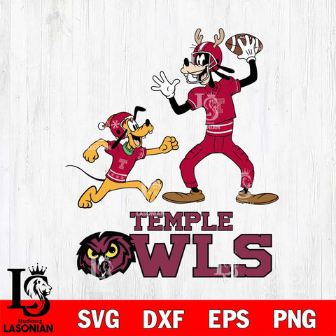 Temple Owls Goofy & Pluto Football Cricut,Christmas SVG DXF EPS PNG FILE, NCAA Digital Download,Instant Download, Silhouette