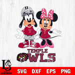 Temple Owls Goofy and Minnie mouse Football SVG DXF EPS PNG FILE,NCAA svg ,Football Digital Download,Instant Download, Silhouette