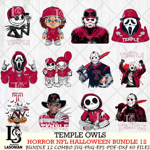 Temple Owls Halloween Bundle 12 SVG Svg Eps Dxf Png File, NCAA bundle svg, Digital Download, Instant Download