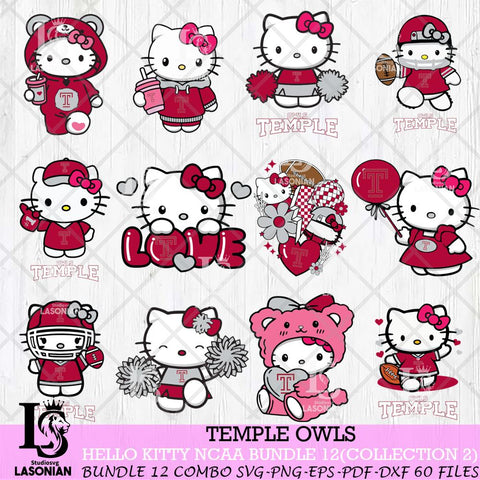 Temple Owls Hello Kitty Bundle 12 SVG Svg Eps Dxf Png File, Digital Download, Instant Download
