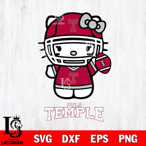 Temple Owls Hello Kitty NCAA 1 Svg Eps Dxf Png File, Digital Download, Instant Download