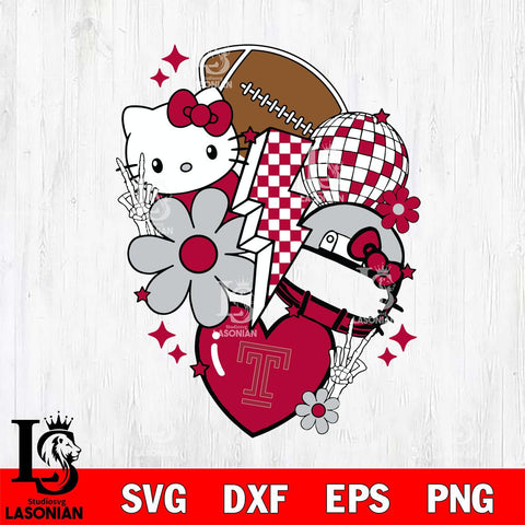 Temple Owls Hello Kitty NCAA 2 Svg Eps Dxf Png File, Digital Download, Instant Download