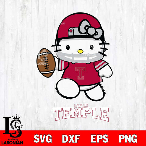 Temple Owls Hello Kitty NCAA 4 Svg Eps Dxf Png File, Digital Download, Instant Download