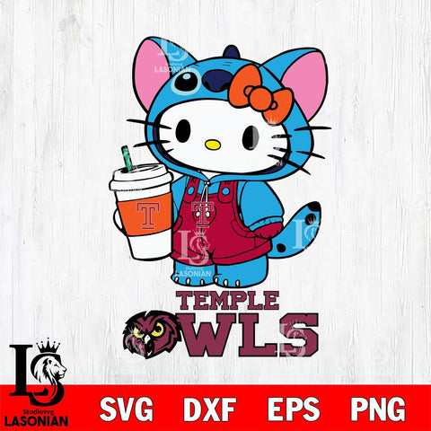 Temple Owls Hello Kitty Stitch Svg Eps Dxf Png File, NCAA svg, Digital Download, Instant Download