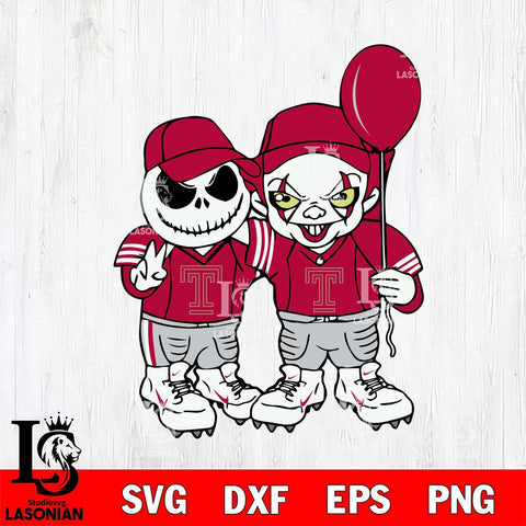 Temple Owls Jack Skellington And Pennywise Football Svg Eps Dxf Png File, NCAA svg, Digital Download, Instant Download