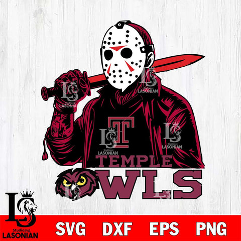 Temple Owls Jason Voorhees Horror 12 Svg Eps Dxf Png File, NCAA svg, Digital Download, Instant Download