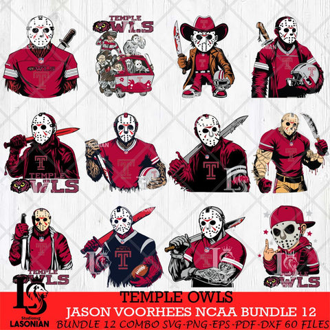 Temple Owls Jason Voorhees Horror Bundle 12 SVG Eps Dxf Png File, bundle NCAA svg, Digital Download, Instant Download