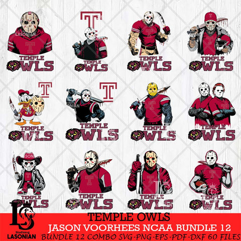 Temple Owls Jason Voorhees NCAA Bundle 12 SVG Svg Eps Dxf Png File, Digital Download