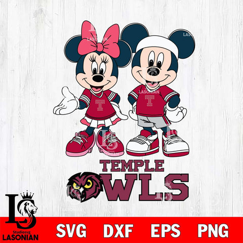 Temple Owls Mickey And Minnie Football Svg Eps Dxf Png File, NCAA svg , Digital Download , Instant Download, Cricut File