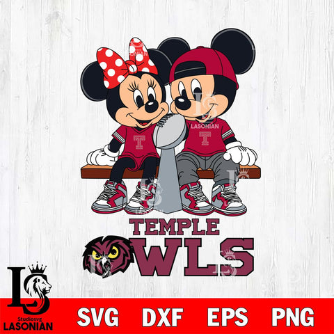 Temple Owls Mickey And Minnie Football Champions Svg Eps Dxf Png File, NCAA svg , Digital Download , Instant Download, Cricut File