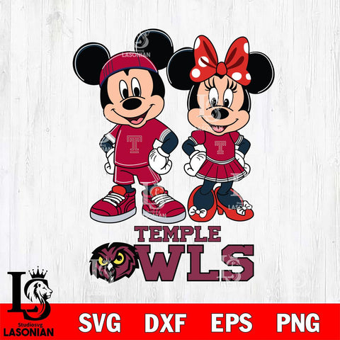 Temple Owls Mickey And Minnie Rugby Svg Eps Dxf Png File, NCAA svg , Digital Download , Instant Download, Cricut File