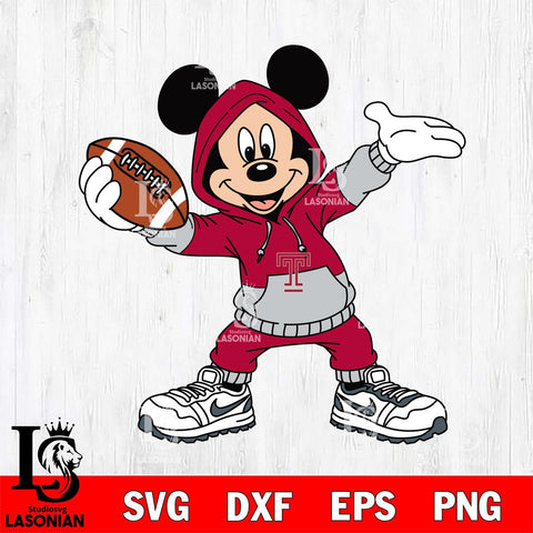 Temple Owls Mickey Disney Football Christmas File Cut, NCAA SVG DXF EPS PNG FILE, Digital Download , Criucut , Silhouette