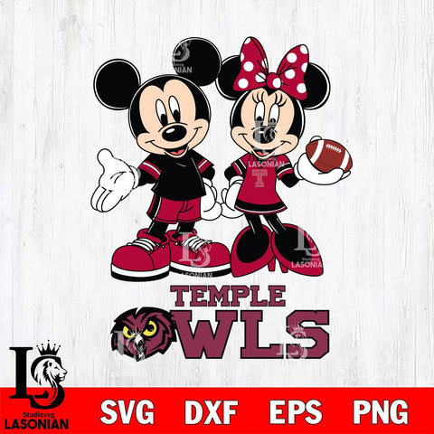 Temple Owls Mickey Minnie Football Svg Eps Dxf Png File, NCAA svg , Digital Download , Instant Download, Cricut File