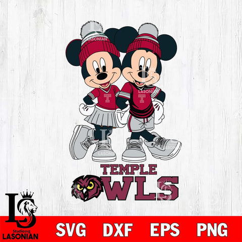 Temple Owls Mickey Minnie Valentine Football Svg Eps Dxf Png File, NCAA svg , Digital Download , Instant Download, Cricut File