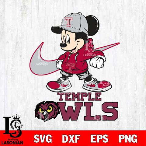 Temple Owls Mickey Mouse NIKE, Svg Eps Dxf Png File, Digital Download