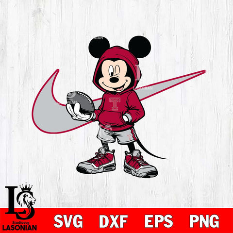 Temple Owls Mickey Wearing Hoodie Sport Svg Eps Dxf Png File, NCAA svg, Digital Download, Instant Download