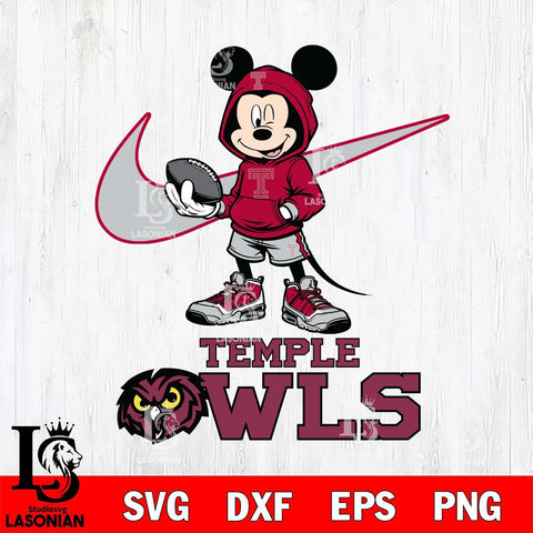 Temple Owls Mikey Mouse Disney NIKE, Svg Eps Dxf Png File, Digital Download
