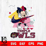 Temple Owls Minnie Mouse Dancing SVG DXF EPS PNG FILE, NCAA File Cut,Digital Download,Instant Download