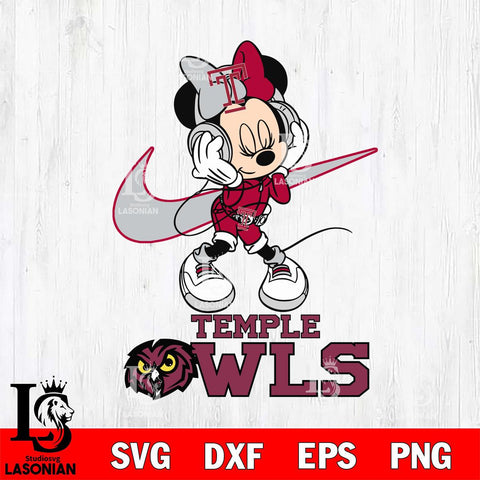 Temple Owls Minnie Mouse Dancing NIKE, Svg Eps Dxf Png File, Digital Download