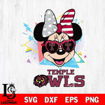 Temple Owls Minnie Mouse Love Sport SVG DXF EPS PNG FILE, NCAA File Cut,Digital Download,Instant Download