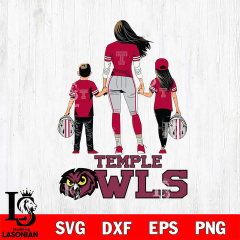 Temple Owls Mother and son Rugby SVG DXF EPS PNG FILE,NCAA SVG, Father day Digital Download,Instant Download, Silhouette