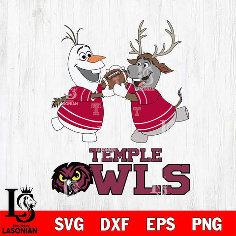 Temple Owls Olaf & Sven Football Cricut,Christmas SVG DXF EPS PNG FILE, NCAA Digital Download,Instant Download, Silhouette