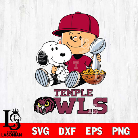 Temple Owls Peanuts Snoopy Champion football SVG DXF EPS PNG FILE,Snoopy File Cut, NCAA Digital Download,Instant Download,Christmas Silhouette