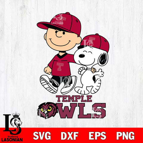 Temple Owls Peanuts Snoopy Friends SVG DXF EPS PNG FILE,Snoopy File Cut, NCAA Digital Download,Instant Download,Christmas Silhouette