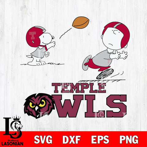 Temple Owls Peanuts play football SVG DXF EPS PNG FILE,Snoopy File Cut, NCAA Digital Download,Instant Download,Christmas Silhouette