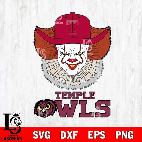 Temple Owls Pennywise Horror Sport 12 Svg Eps Dxf Png File, Digital Download