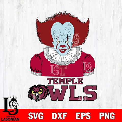 Temple Owls Pennywise Horror Sport 5 Svg Eps Dxf Png File, Digital Download