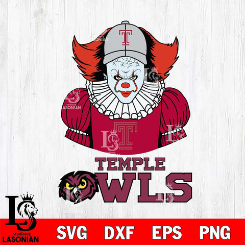 Temple Owls Pennywise Horror Sport 7 Svg Eps Dxf Png File, Digital Download