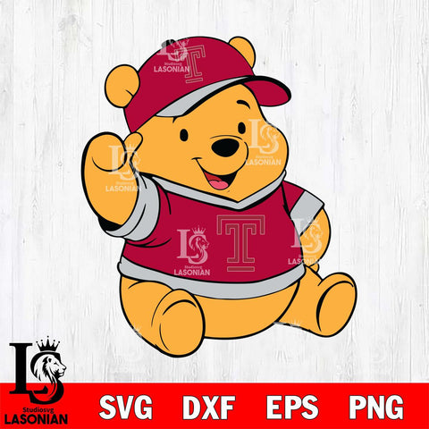 Temple Owls Pooh Bear Svg Eps Dxf Png File, NCAA svg, Digital Download, Instant Download