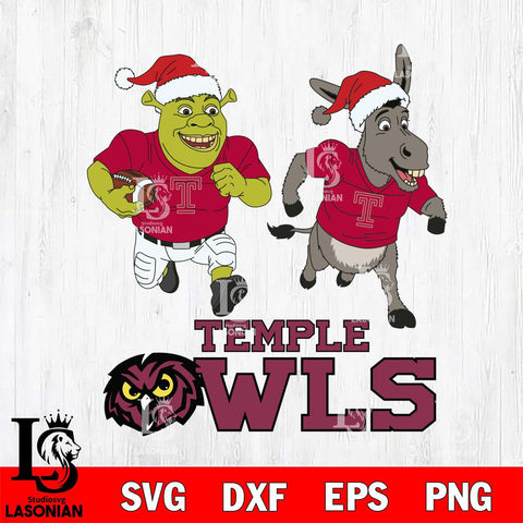 Temple Owls Shrek and Donkey Football Cricut,Christmas SVG DXF EPS PNG FILE, NCAA Digital Download,Instant Download, Silhouette