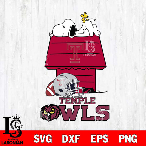 Temple Owls Snoopy Chill Football SVG DXF EPS PNG FILE,Snoopy File Cut, NCAA Digital Download,Instant Download,Christmas Silhouette