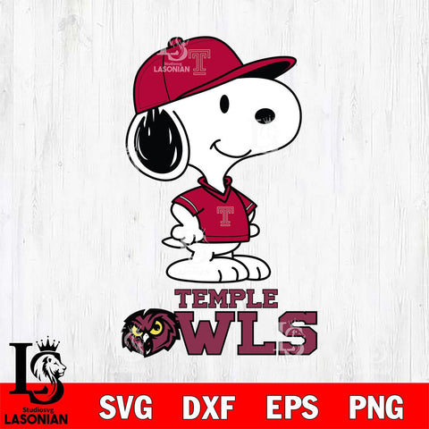 Temple Owls Snoopy Football sport SVG DXF EPS PNG FILE,Snoopy File Cut, NCAA Digital Download,Instant Download,Christmas Silhouette