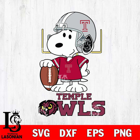 Temple Owls Snoopy Player Football SVG DXF EPS PNG FILE,Snoopy File Cut, NCAA Digital Download,Instant Download,Christmas Silhouette