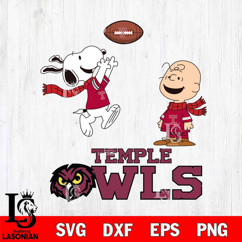 Temple Owls Snoopy & Charlie Brown Football Cricut,Christmas SVG DXF EPS PNG FILE, NCAA Digital Download,Instant Download, Silhouette