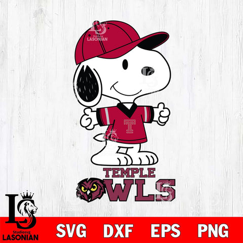 Temple Owls Snoopy football SVG DXF EPS PNG FILE,Snoopy File Cut, NCAA Digital Download,Instant Download,Christmas Silhouette