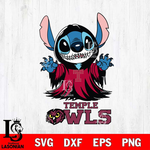 Temple Owls Stitch Ghost Svg Eps Dxf Png File, NCAA svg, Digital Download, Instant Download