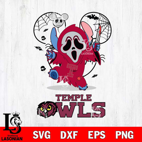 Temple Owls Stitch Ghost Face Halloween 2 Svg Eps Dxf Png File, Digital Download, Instant Download