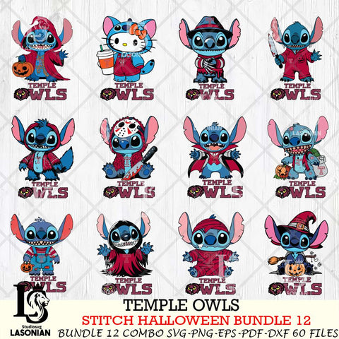 Temple Owls Stitch Horror Bundle 12 SVG Svg Eps Dxf Png File, NCAA svg, Digital Download, Instant Download